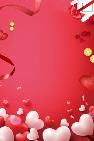 红色渐变背景女神节爱心气球38妇女节节日促销红绸海报背景